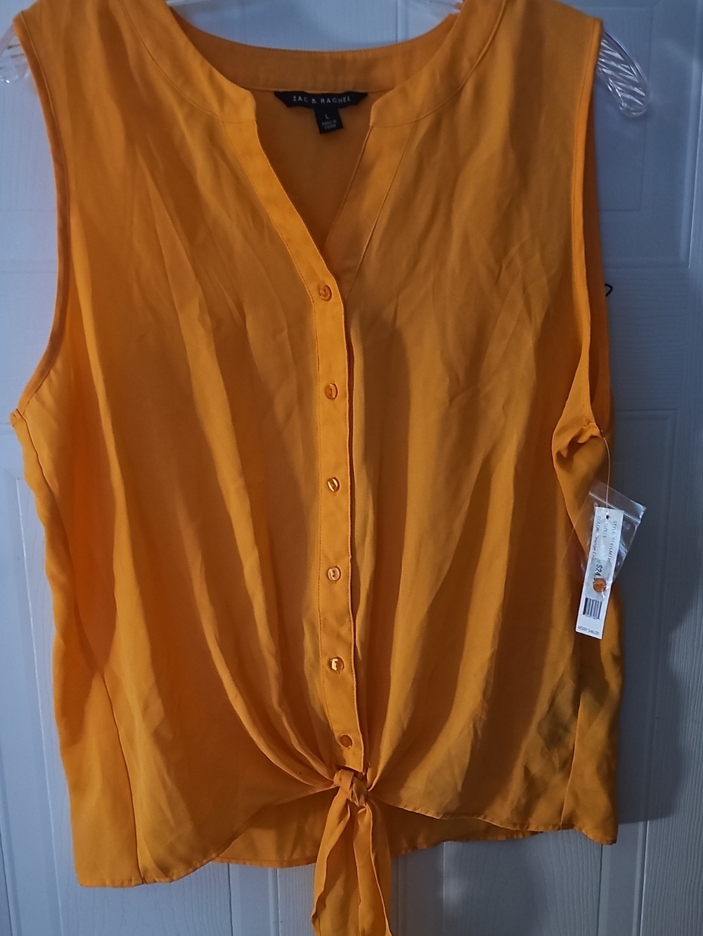 Zac & Rachel Orange Tie-Front Sleeveless Top